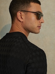 Reiss Black Rizzo Half-Zip Knitted Polo Shirt - Image 4 of 5