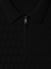 Reiss Black Rizzo Half-Zip Knitted Polo Shirt - Image 5 of 5
