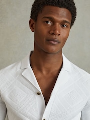 Reiss White Biarritz Cuban Collar 100% Cotton Shirt - Image 4 of 6
