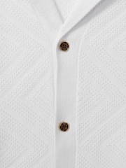 Reiss White Biarritz Cuban Collar 100% Cotton Shirt - Image 6 of 6