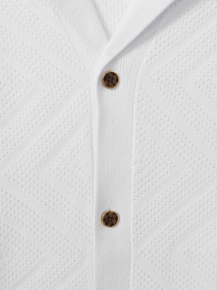 Reiss White Biarritz Cuban Collar 100% Cotton Shirt - Image 6 of 6