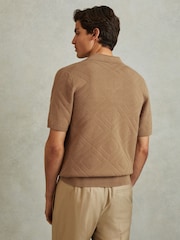 Reiss Camel Biarritz Cotton Cuban Collar Shirt - Image 5 of 6