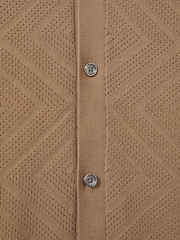 Reiss Camel Biarritz Cotton Cuban Collar Shirt - Image 6 of 6