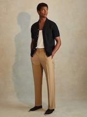 Reiss Navy Biarritz Cotton Cuban Collar Shirt - Image 3 of 6