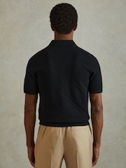 Reiss Navy Biarritz Cotton Cuban Collar Shirt - Image 5 of 6