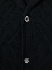 Reiss Navy Biarritz Cotton Cuban Collar Shirt - Image 6 of 6