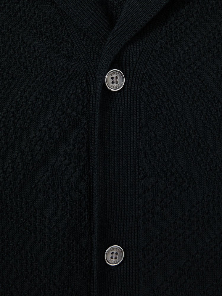 Reiss Navy Biarritz Cotton Cuban Collar Shirt - Image 6 of 6