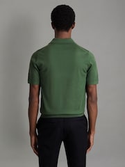 Reiss Lizard Green Duchie Merino Wool Open Collar Polo Shirt - Image 5 of 6