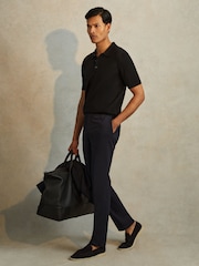 Reiss Black Manor Merino Wool Short-Sleeve Polo Shirt - Image 3 of 6