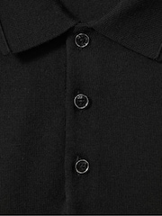 Reiss Black Manor Merino Wool Short-Sleeve Polo Shirt - Image 6 of 6