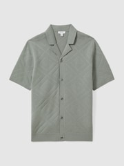 Reiss Soft Sage Biarritz Cotton Cuban Collar Shirt - Image 2 of 5