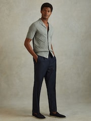 Reiss Soft Sage Biarritz Cotton Cuban Collar Shirt - Image 3 of 5