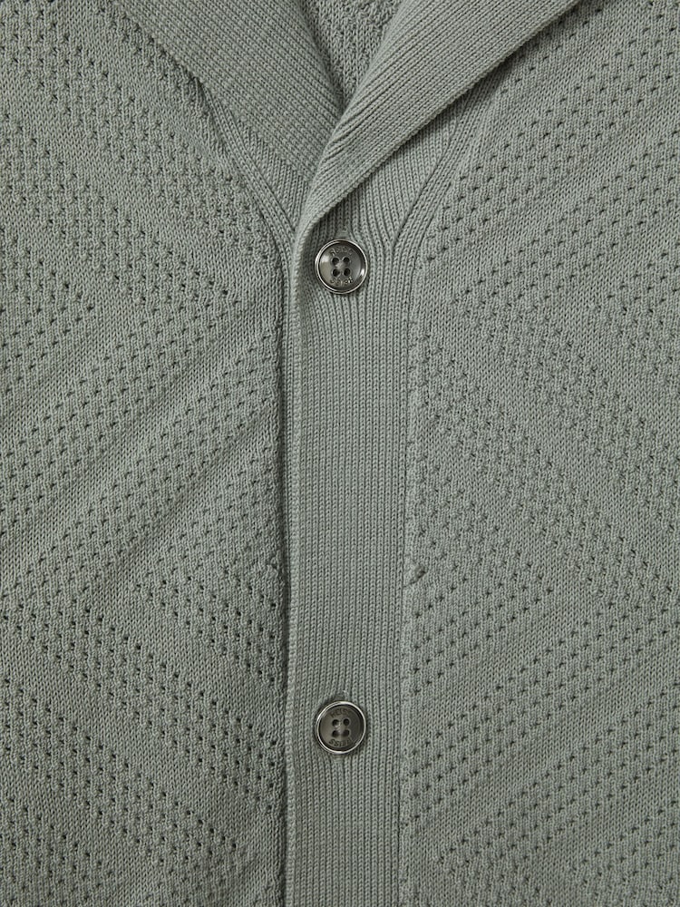 Reiss Soft Sage Biarritz Cotton Cuban Collar Shirt - Image 5 of 5
