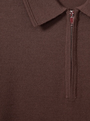 Reiss Treacle Brown Maxwell Merino Wool Half-Zip Polo Shirt - Image 5 of 5