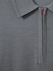 Reiss Dusty Green Maxwell Merino Wool Half-Zip Polo Shirt - Image 5 of 5
