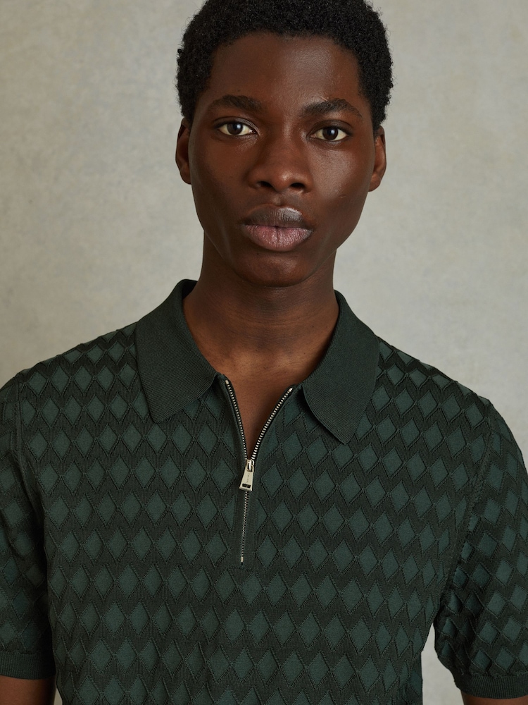 Reiss Emerald Rizzo Half-Zip Knitted Polo Shirt - Image 1 of 5