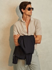 Reiss Stone Bravo Cotton Blend Textured Shirt - Image 1 of 6