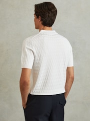 Reiss White Rizzo Half Zip Knitted Polo Shirt - Image 4 of 5