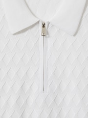 Reiss White Rizzo Half Zip Knitted Polo Shirt - Image 5 of 5