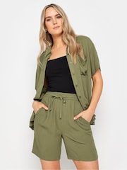 Long Tall Sally Green Crinkle Shorts - Image 1 of 4