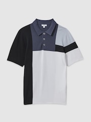 Reiss Blue Multi Charge Colourblock Polo Shirt - Image 2 of 5