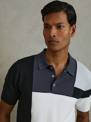 Reiss Blue Multi Charge Colourblock Polo Shirt - Image 3 of 5