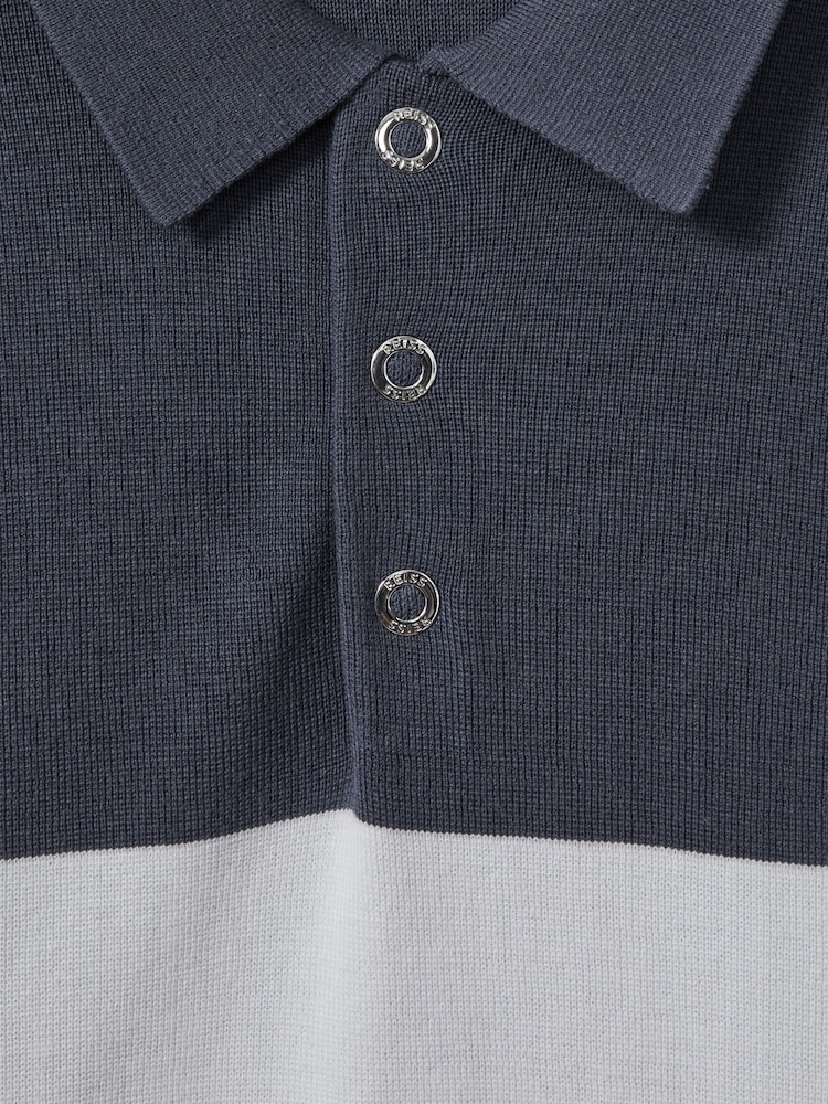 Reiss Blue Multi Charge Colourblock Polo Shirt - Image 5 of 5