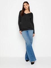 Long Tall Sally Black Knitted V-Neck Jumper - Image 2 of 3
