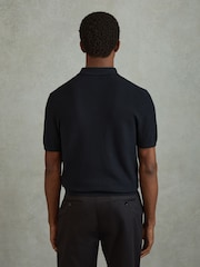 Reiss Navy Bravo Cotton Blend Textured Shirt - Image 5 of 6