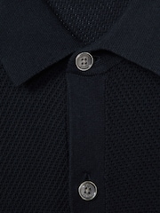 Reiss Navy Bravo Cotton Blend Textured Shirt - Image 6 of 6