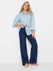 Long Tall Sally Blue Broderie Long Sleeve Shirt - Image 2 of 4