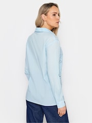 Long Tall Sally Blue Broderie Long Sleeve Shirt - Image 3 of 4