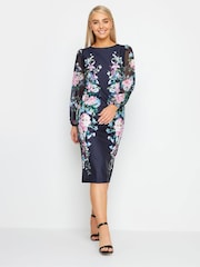 M&Co Blue Chiffon Sleeve Shift Dress - Image 1 of 4