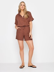 Long Tall Sally Brown Linen Tie Waist Shorts - Image 2 of 4