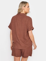 Long Tall Sally Brown Linen Tie Waist Shorts - Image 3 of 4