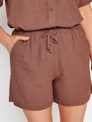 Long Tall Sally Brown Linen Tie Waist Shorts - Image 4 of 4
