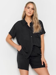 Long Tall Sally Black Crinkle Co-ord Shirt - Image 1 of 4
