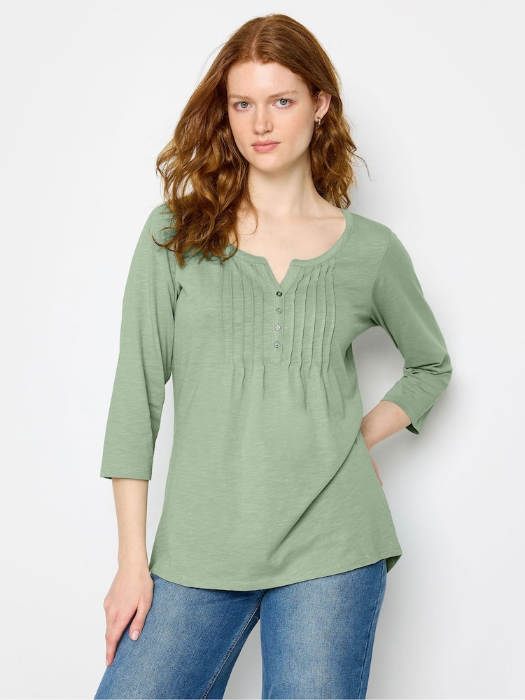 Verde - Long Tall Sally Floral Print 100% Cotton Henley Top - Imagen 1 de 5 Verde - Long Tall Sally Floral Print 100% Cotton Henley Top - Imagen 1 de 5