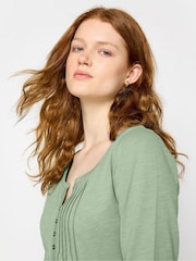 Long Tall Sally Green Floral Print 100% Cotton Henley Top - Image 4 of 5