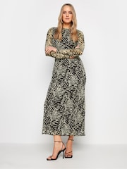 Long Tall Sally Black Tall Abstract Print Mesh Midaxi Dress - Image 1 of 5