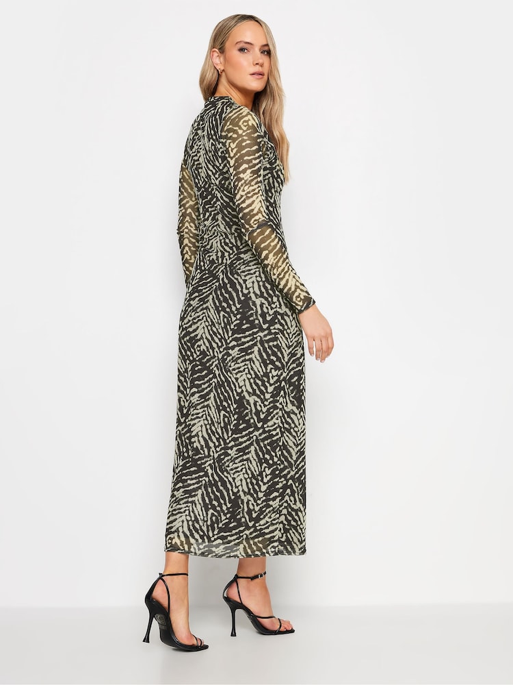 Long Tall Sally Black Tall Abstract Print Mesh Midaxi Dress - Image 2 of 5