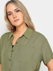 Long Tall Sally Green Crinkle Co-ord Shirt - Image 4 of 4