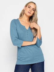 Long Tall Sally Blue & Pink 100% Cotton Henley Tops 2 Pack - Image 4 of 5