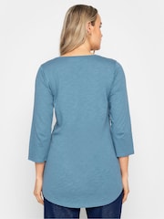 Long Tall Sally Blue & Pink 100% Cotton Henley Tops 2 Pack - Image 5 of 5
