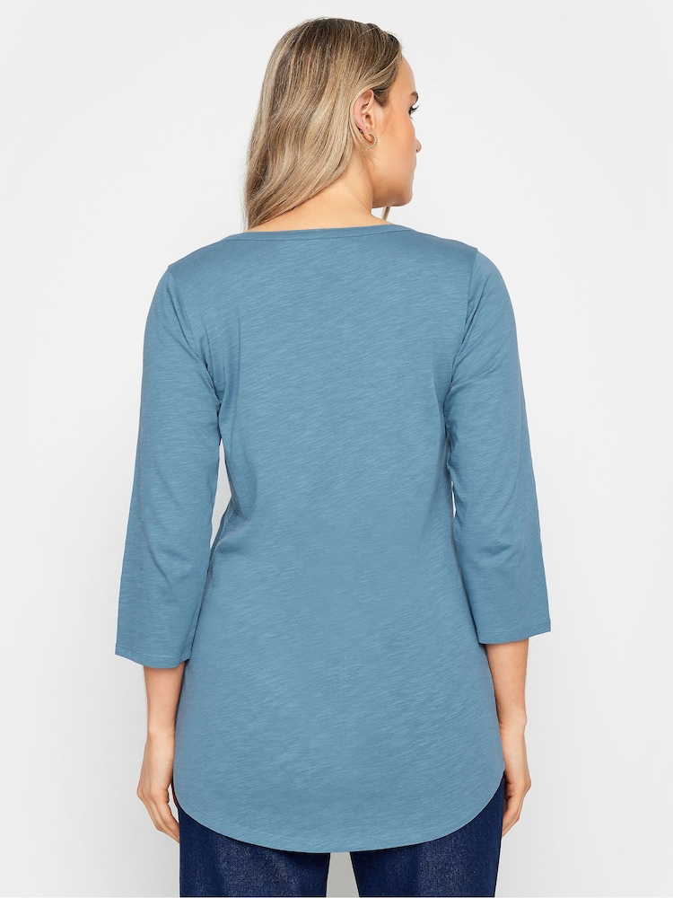 Long Tall Sally Blue & Pink 100% Cotton Henley Tops 2 Pack - Image 5 of 5