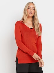 Long Tall Sally Red Knitted V-Neck Jumper - Image 1 of 1