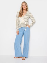 Long Tall Sally Natural Stripe Collared Wrap Top - Image 2 of 5