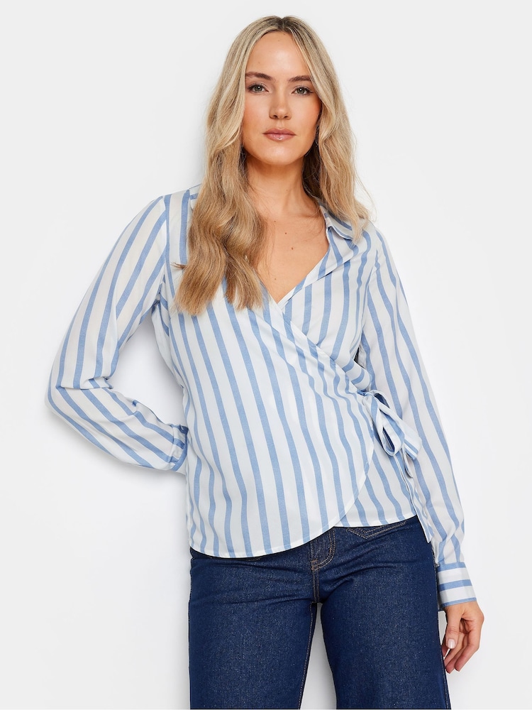 Azul y blanco - Top cruzado de rayas con cuello de Long Tall Sally - Imagen 1 de 6 Azul y blanco - Top cruzado de rayas con cuello de Long Tall Sally - Imagen 1 de 6