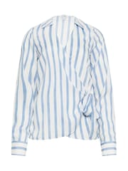 Long Tall Sally Blue & White Stripe Collared Wrap Top - Image 6 of 6