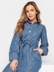 M&Co Blue Petite Tencel Denim Midi Dress - Image 4 of 4
